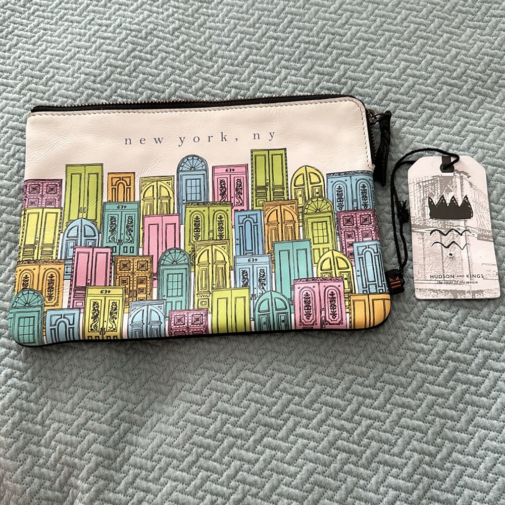 Hudson And Kings Colorful Doors Printed Leather Pouch